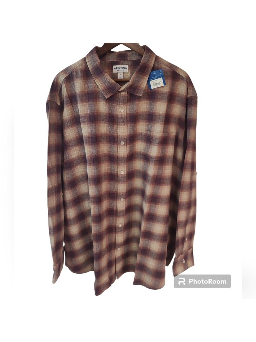 Men's Big and Tall Arizona Jean Co. Long Sleeve Plaid Flannel Shirt Size 3XL